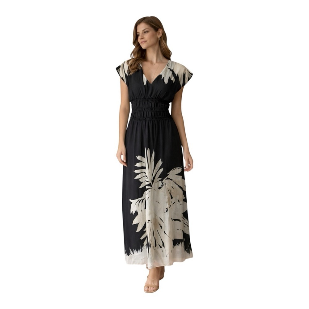 Taylor Black Maxi Dress with Cream Floral Print